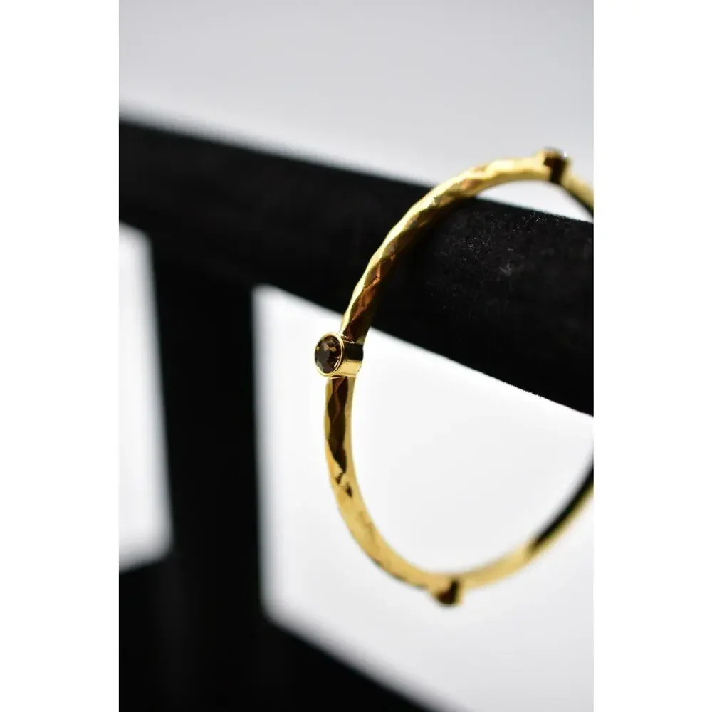 Graziano Bangle Bracelet Sparkling Rhinestone Crystal Gold Signed 1990s Bin7